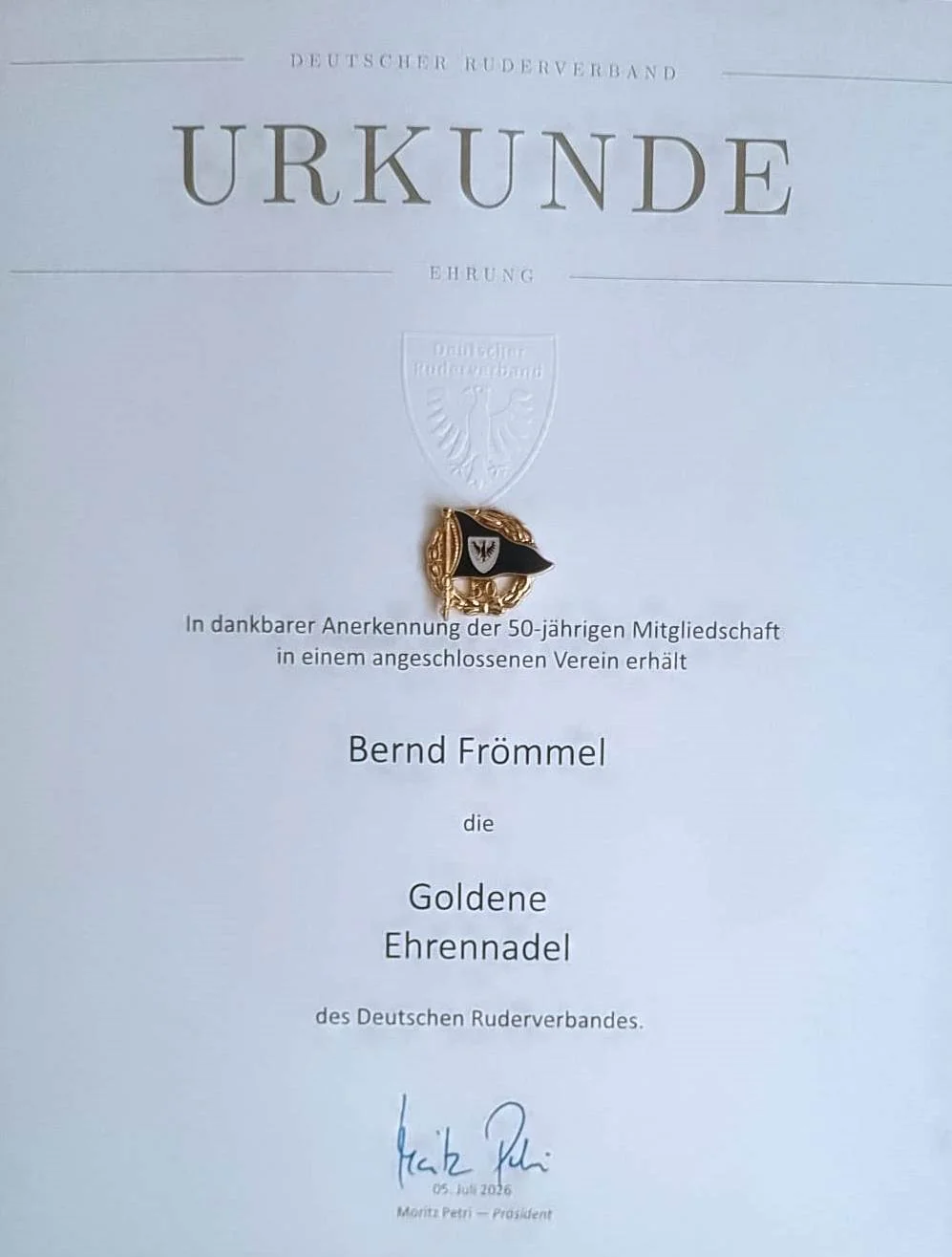 Bild: ...... 50ß Jaher Mitglied im Ruderverein