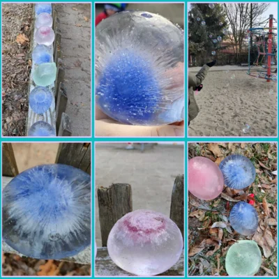Experiment mit Luftballons und farbigem Wasser  (Bild vergr&ouml;&szlig;ern)