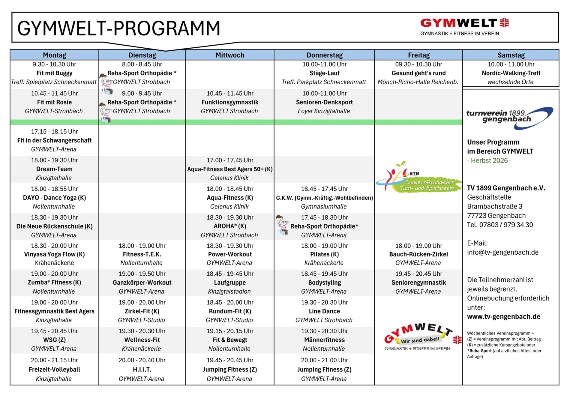 Bild: GYMWELT-Stundenplan Herbst 2026
