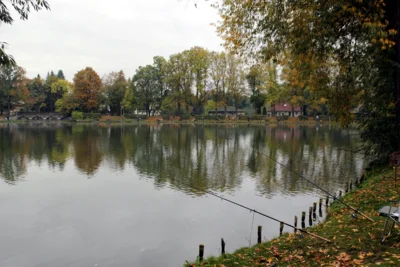 alle Angelpl&auml;tze um den Teich sind gut besetzt 