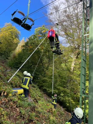 Foto des Albums: Feuerwehr übte an der Rietburgbahn Edenkoben für den Ernstfall.