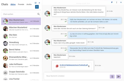 Chat Frau Musterfrau und Herr Mustermann