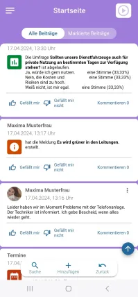 Startseite in der App