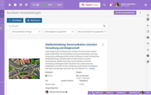 &Uuml;bersicht der Kurse