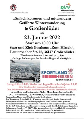 Geführte Winterwanderung am 23.01.2022 in Großenlüder
