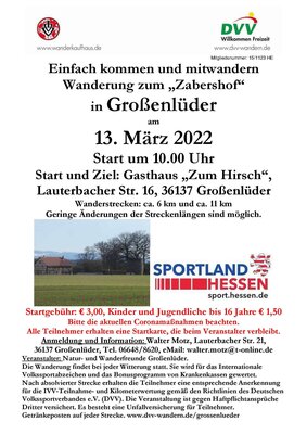 Geführte Wanderung zum Zabershof am 13.03.2022