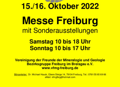 Flyer Mineralien- und Fossilientage 2022 Freiburg (Bild vergrößern)
