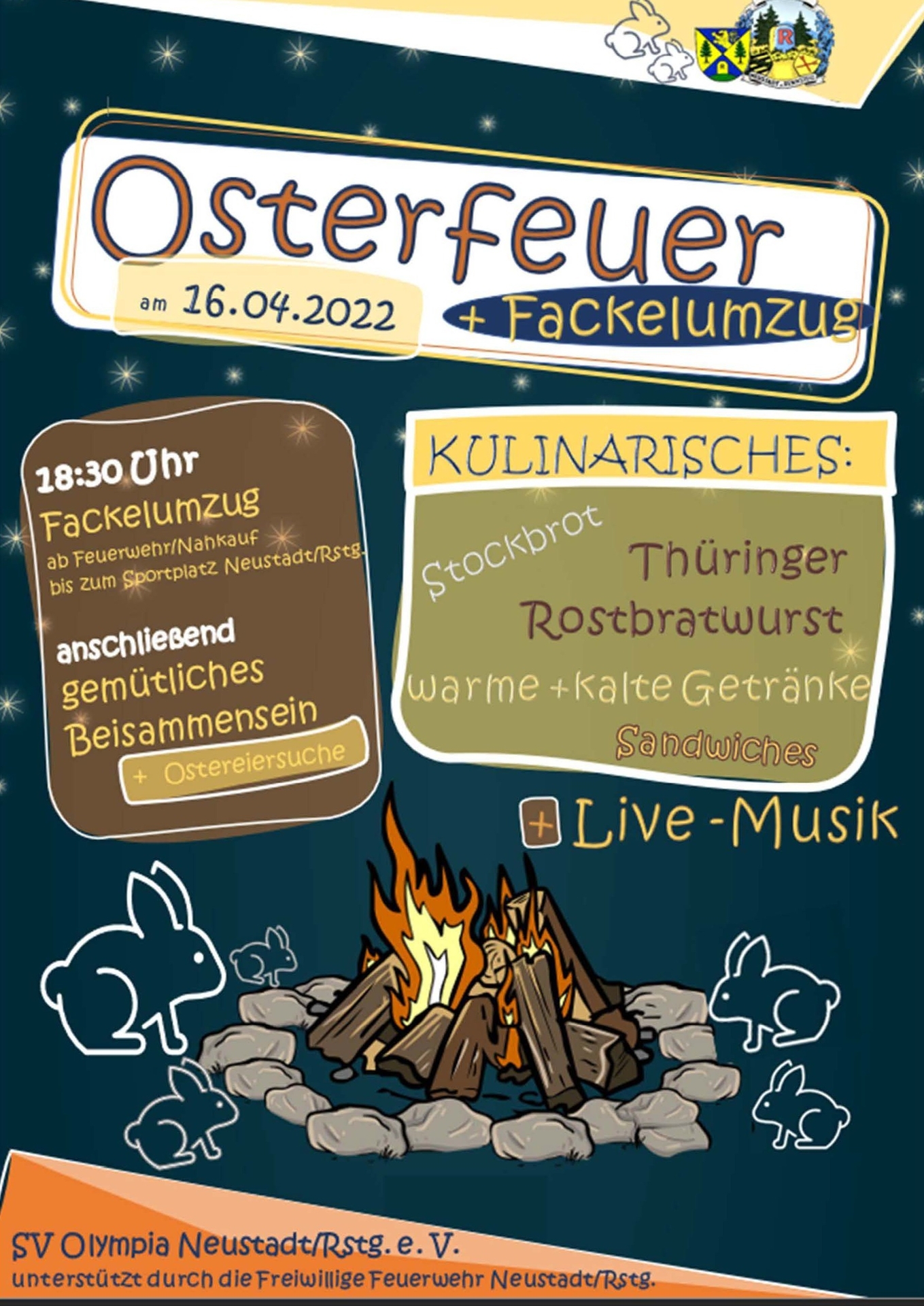 Osterfeuer und Fackelumzug in Neustadt a. Rstg. Landgemeinde Stadt