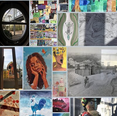  Collage mit Werken von Schüler*innen der Albert-Einstein-Schule