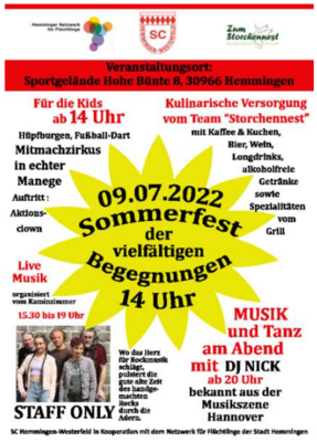 Sommerfest der vielfältigen Begegnungen SC Hemmingen am 09.07.2022 (Bild vergrößern)