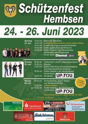 Plakat Schützenfest Hembsen 2023 (Bild vergrößern)