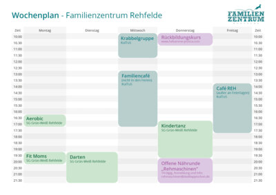 Wochenplan Familienzentrum Rehfelde