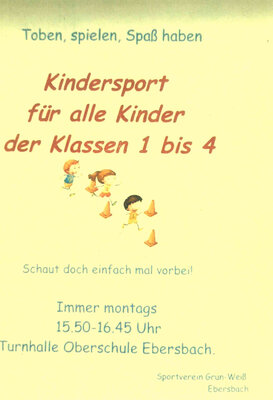 Kindersport für alle Kinder der Klassen 1 bis 4