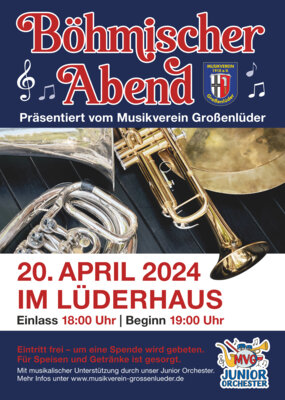 Einladung zum Böhmischen Abend im Lüderhaus präsentiert vom Musikverein Großenlüder (Bild vergrößern)