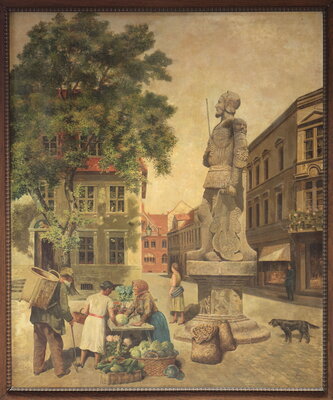 Gemälde von Max Zeisig, 1932 | Großer Markt mit Roland. (Bild vergrößern)