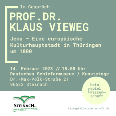 Vortrag: „Jena – Eine europäische Kulturhauptstadt in Thüringen um 1800“