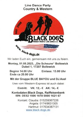 Info Flyer der Black Dogs Waren Müritz