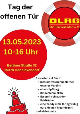 Plakat Tag der offenen Tür des DLRG Hennickendorf 2023