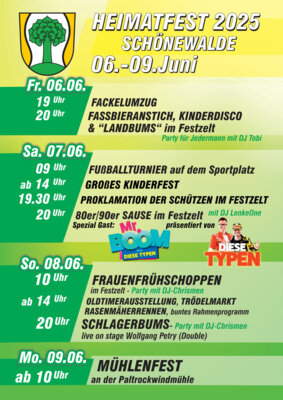 Veranstaltung: Heimat- und Schützenfest 2025 in Schönewalde 06.  -  08. Jun 2025
