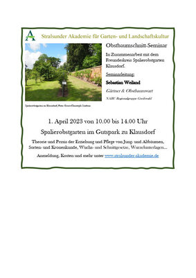 Obstbaumschnitt - Seminar am 01.04.2023 von 10.00 bis 14.00 Uhr