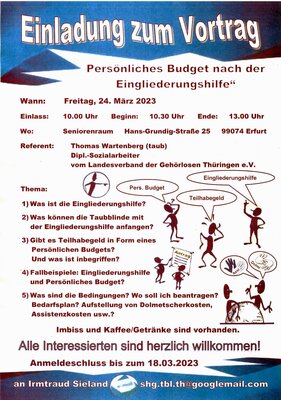 Einladung zum Vortrag 24.3.2023 in Erfurt (Bild vergrößern)