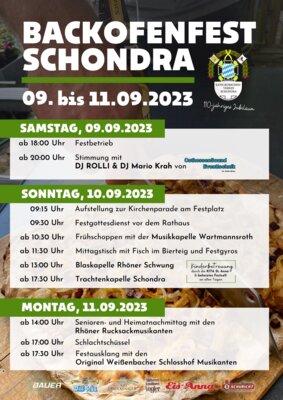 Festprogramm Backofenfest Schondra (Bild vergrößern)