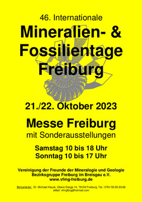 Flyer Mineralien- und Fossilientage 2023 Freiburg