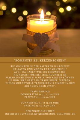 Veranstaltung: Trautermine "Romantik im Kerzenschein"
