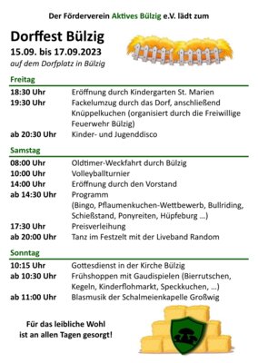 Programm Dorffest Bülzig (Bild vergrößern)