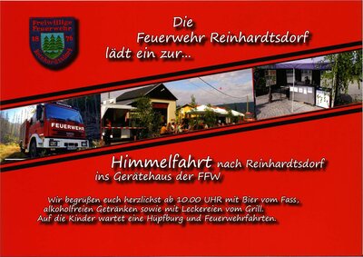 Veranstaltung: 18. Mai - Himmelfahrt nach Reinhardtsdorf ins Gerätehaus der FFW