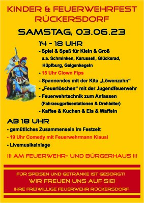 Kinder- und Feuerwehrfest Rückersdorf / Thüringen am 03.06.2023 (Bild vergrößern)