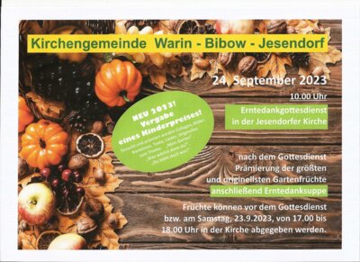 Veranstaltung: Erntedankgottesdienst in Jesendorf