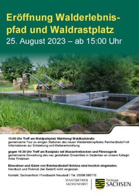 Veranstaltung: 25. August - Eröffnung Walderlebnispfad und Waldrastplatz