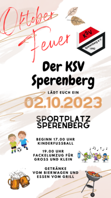 Veranstaltung: Oktoberfeuer auf dem Sportplatz in Sperenberg