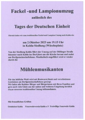 Veranstaltungsflyer Fackel- und Lampionumzug (Bild vergrößern)