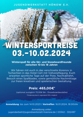 Veranstaltung: Wintersportreise der Jugendwerkstatt