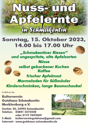 Veranstaltung: Nuss- und Apfelernte in Schmakentin