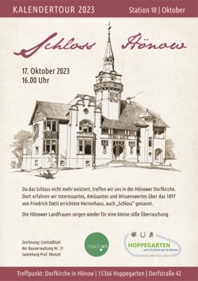 Veranstaltung: Kalendertour 2023 | Station 10 | Oktober| Schloss Hönow