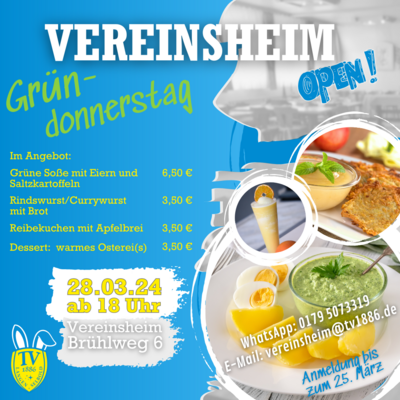Veranstaltung: Vereinsheimöffnung - Grüne-Soße-Essen