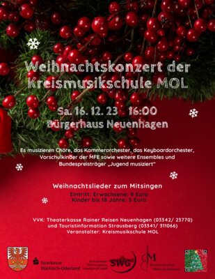 Weihnachtskonzert im Bürgerhaus der Kreismusikschule MOL 16.12.2023 (Bild vergrößern)