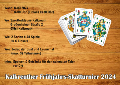 Veranstaltung: Kalkreuther Fr&uuml;hjahrs-Skatturnier 2024