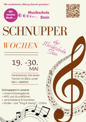 Veranstaltung: Schnupperwochen der Musikschule Stein 19.  -  30. Mai 2025