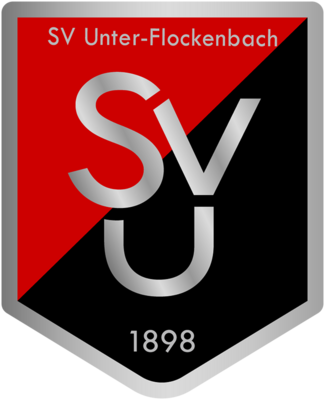 Das Bild zeigt das Logo des Vereins SV Unterflockenbach. Es ist wie ein Wimpel gestaltet. Oben steht der Schriftzug SV Unterflockenbach, in der Mitte in zwei Zeilen die Großbuchstaben SVU und darunter in der Ecke des Wimpels die Zahl 1898. Im Hintergrund, oben links beginnend die Farbe rot und dann geht es durch eine Schräge geteilt schwarz weiter. (Bild vergrößern)