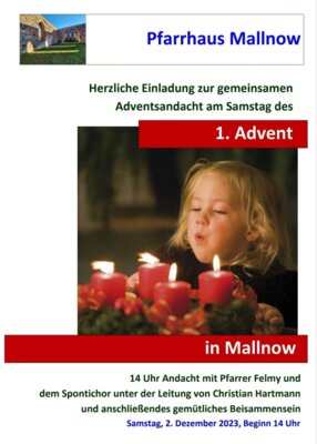 Veranstaltung: Adventsandacht 1. Advent in Mallnow