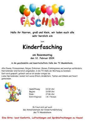 Flyer Kinderfasching TVM (Bild vergrößern)