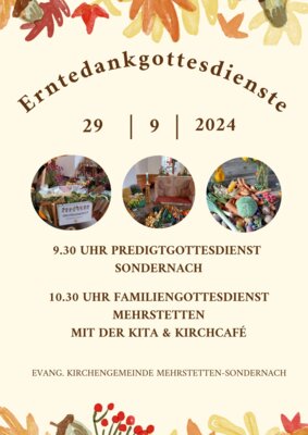 Einladung Erntedankgottesdienste