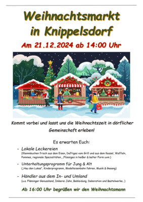 Veranstaltung: Weihnachtsmarkt in Knippelsdorf Sa 21. 12. 2024