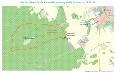 Übersichtskarte für die Stadtwaldwanderung