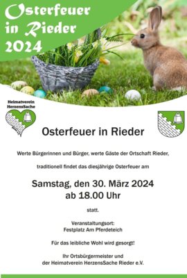 Plakat Osterfeuer in Rieder 2024