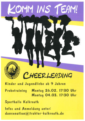Veranstaltung: Probetraining Cheerleading ab 9 Jahre